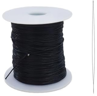 Leucasa Gewachste Schnur 120mX0.5mm Perlenschnur Band für Armbänder Gewachster Faden für Armbänder, Schmuckherstellung, Macrame-Zubehör (Schwarz)