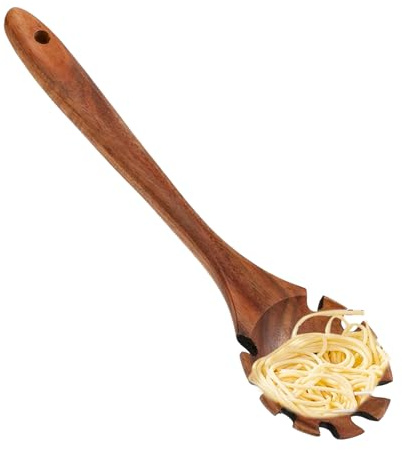 Träpasta träsked pasta spagetti servitör handhållen spaghetti sked pasta stege med tänder för matlagning | Pasta sked i | Sked med slitsar
