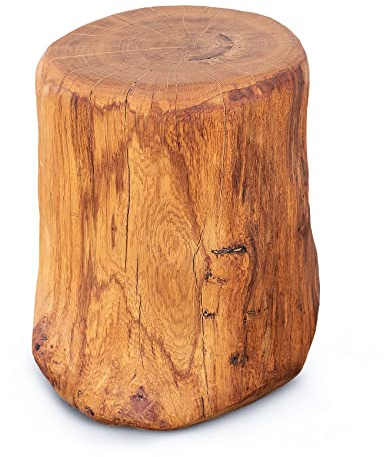 H. Pawlik GmbH Holzklotz aus Massivholz Eiche, 35cm hoch & geölt - handgefertigt - Baumstamm als Säule, Hocker oder Beistelltisch - Deko für Drinnen und Draußen