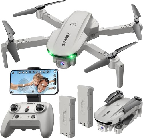 SIMREX Drohne mit Kamera für Kinder, Anfänger & Erwachsene – Faltbarer RC-Quadrocopter mit Höhenhaltung, Mini-Indoor-Drohne mit Ein‑Tasten‑Start, Geschenk für Jungen, Mädchen & Teenager