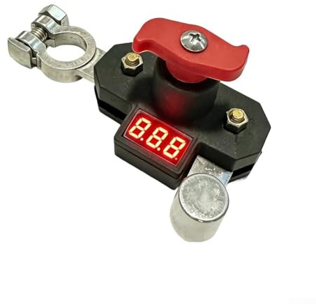 ZMdooreasy Interruptor de desconexión de batería de coche de cobre con voltaje LED en tiempo real, junta bidireccional giratoria, soporte de doble voltaje de 12 V 24 V
