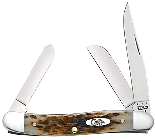 Case XX WR Pocket Knife Medium Stockman, Amber Bone Handle, Stainless Steel Blades, Length Closed: 3 5/8 Inches