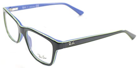 Ray-Ban Junior Kids' RY1536 Square Prescription Eyeglass Frames, Dark Grey On Blue/Demo Lens, 48 mm
