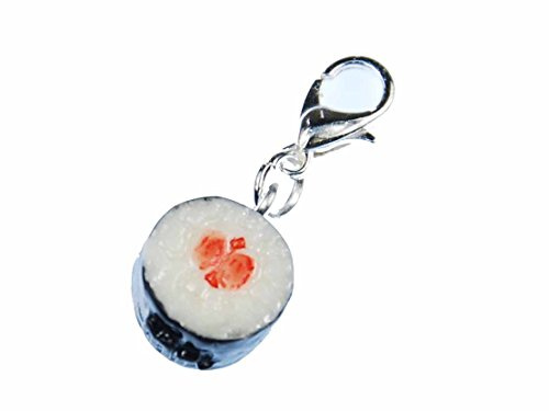 Miniblings Sushi Maki Fisch Charm Essen Japan Küche versilbert | Kleiner Anhänger zum Kombinieren, aus Berlin, ein kleines Detail mit Wirkung