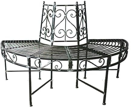 Jardinion Baumbank-Halbkreis Sitz Gartenbank 124 x 63 x 82cm Pulverbeschichtet Rost-Optik Anthrazit, Sitzbank, Gartensitzbank, runde Bank, wetterfest, Metallbank, Eisenbank