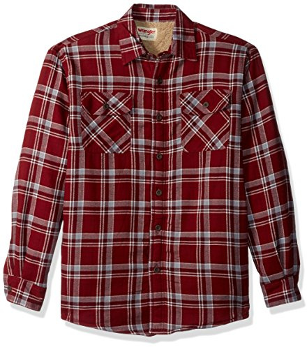 Wrangler Authentics Long Sleeve Sherpa Lined Shirt Jacket Chemise à Bouton Bas, Grenade, L Homme