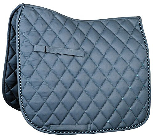 NETPROSHOP Vielseitigkeit Sattelunterlage Satteldecke Schabracke in Graublau mit Kristallsteinchen Cob oder Full, Groesse:Full, Farbe:Blaugrau