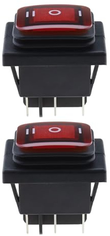 Be In Your Mind 2 Stück Wippschalter mit Rotes LED Licht 3-Positionen EIN-Aus-EIN Kippschalter 6-polig 16A 250V/20A 125V Wasserdichter Reset Schalter für Auto Motorrad Boot