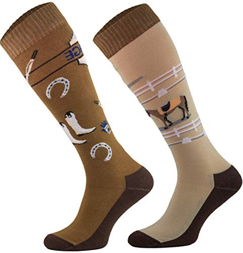 TODO Comodo Chaussettes d'équitation Fantaisie STJBW | Coton Mi-bas Chaussette Équitation Femme Motifs (STJBW 24 - Dressage, 35-38)