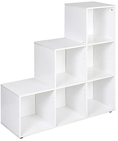Naples 6 Cube Step Storage Bookshelf Unit (White)