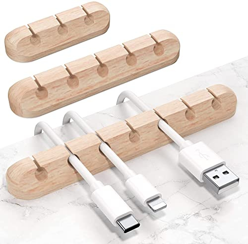 SOULWIT® Clips Câble Organisateur Bureau, Lot de 3 Support de Câble, Organisateur de Cordon, Gestion des Cables, Câble Rangement pour USB Câbles de Chargeur/Souris/Écouteur/PC