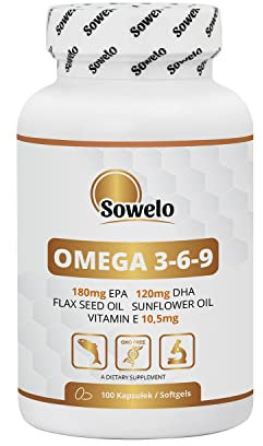 Sowelo Omega-3-6-9 - 100 Softgels I die Mängel ausgleicht und den Gehalt an Fettsäuren I Unterstützt die Natürliche Immunität I Einfluss auf die Senkungm LDL-Cholesterins