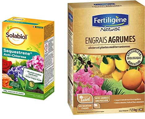 SOLABIOL SOSEQ01 Sequestrene Antichlorose 100 G | Résultats Visibles Rapidement | Action Longue durée | Fabriqué en France | Utilisable en Agriculture Biologique & Naturen Engrais Agrumes 1,5 kg