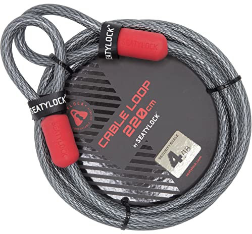 SeatyLock Bike Cable Lock - Anti Theft Triple Braided Steel Cable with Loops for Bike Security - Universal Fit Flexible Large Locking Cables for Bicycle U Chain or Folding Lock - 78.7