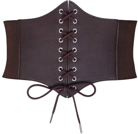 JasGood snörkorsett för kvinnor, elastiskt brett band, inbunden waspie midjebälte för kvinnor för halloweenfester och andra evenemang bäst lämplig, kaffe, 73 cm (Passend für Taillengröße 68cm-79cm)