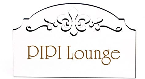 Pipi Lounge Schild Holz graviert Ornamente selbstklebend Toilette WC Türschild Türdeko 15,5 x 9,5 cm