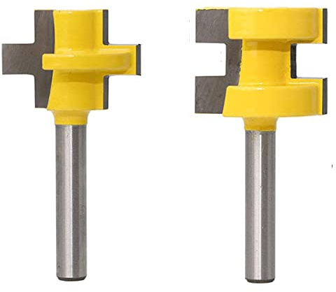 2 PCS 1/4 Shank Tongue and Groove Router Bit Set T-Shape Cutter Bit Tool Kit