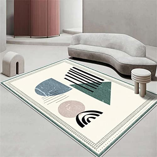 PHLCF Teppiche Wohnzimmer Orientteppich Grün Klein Frisch Wohnzimmer Schlafzimmer Balkon Rutschfester Maschinenwaschbarer Teppich Groß 160X200cm