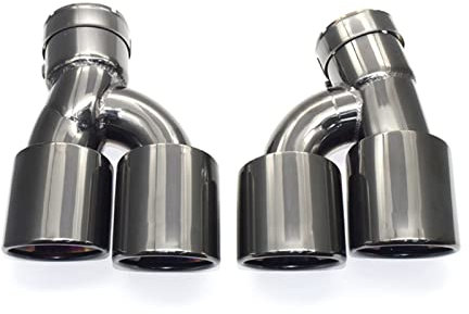 Auspuff Endrohr Dual Out Auspuffblende Kohlefaser Schalldämpferspitze H-Form Endrohr Auspuffblende Düse Für BMW 525i 528i 530i G30 G31 2018 5er Serie Hinten SchalldäMpfer Rohr (Farbe : Schwarz)