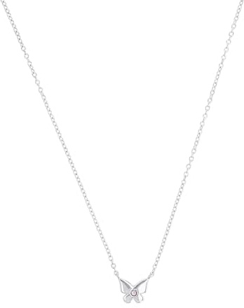 Prinzessin Lillifee Kette mit Anhänger 925 Sterling Silber Mädchen Kinder Halsschmuck, mit Zirkonia synth., 35+3 cm, Silber, Schmetterling, Kommt in Schmuck Geschenk Box, 2036037