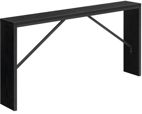 MAHANCRIS Console Table, 62.2 Long Sofa Table Behind Couch, Narrow Entryway Table, Farmhouse Dining Table with Angled Metal Frame, Industrial Console Table for Entryway, Black CTHB15801