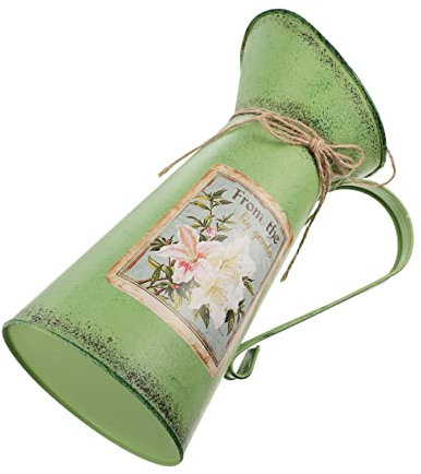 Happyyami Eleganter Blumen Eimer Aus Eisen Vintage Landhausstil Rostfrei Praktischer Blumentopf Für Garten Und Deko Grün Kreativer Aufbewahrungsbehälter Für Blumenarrangements