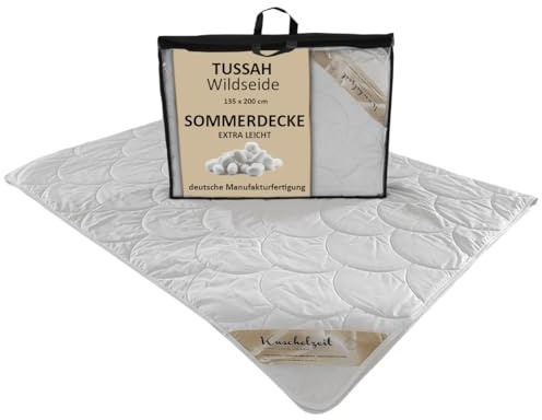 Meivita Tussah - Wildseide extra leichte Sommerdecke in 135x200 cm aus 100% Seide mit einem Feinsatin Bezug aus 100% Baumwolle – natürliche Qualität – Made in Germany