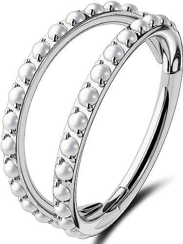 OUFER Body Piercing Helix Ohrringe Hoop Double Line Pearl Paved Septum Ring Knorpel Ohrringe 16G 316L Chirurgenstahl Daith Tragus Snug Rook Ohrring Helix Piercing Schmuck