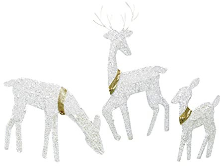 Glitzernde Winterdeko Rehkitz 3 Draußen für vorne Weihnachten beleuchtet weiß und Set Doe Dekoration Höfe Outdoor Rehkitz Weihnachtsschmuck Kugeln (wie abgebildet, Einheitsgröße)