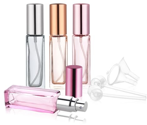 YOCASII Glass Travel Perfume Bottle Refillable, 10ml Perfume Bottles, Pocket Perfume Spray Bottle Atomizer, 4PCS Refillable Perfume Bottle for Travel