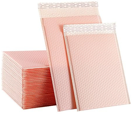 30 Stück rosa, gepolsterte Umschläge, mit Luftpolsterfolie gefütterte Versandtaschen für Versandverpackungen, selbstklebend, Hellrosa, 13 x 18 cm