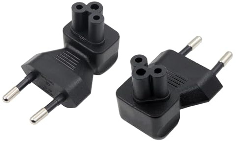 RIIEYOCA 90 Grad rechtwinkliger Schuko-Stecker auf IEC C5 Adapter, Europäischer Stecker CEE 7/16 männlich auf IEC320 C5 weiblich Adapter für Laptop oder C5 Kabelgeräte - Schwarz (2er Pack)