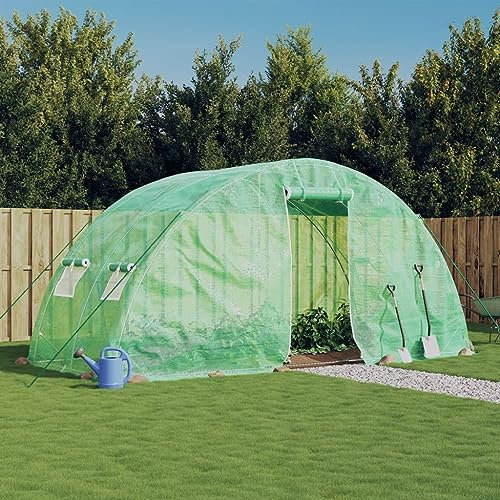 Gewächshaus mit Stahlrahmen Grün 10 m² 5x2x2,3 m, TANZEM Frühbeet, Tomatenhaus, Growbox, Treibhaus, Greenhouse, Garten Zubehör