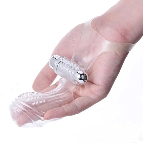 Juguete de dedo de silicona transparente, portátil y vibrador, viene con bolitas