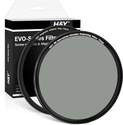H&Y EVO Series - Kit de filtro CPL de 72 mm, filtro polarizador circular, modo de tornillo y modo magnético, filtro de lente 2 en 1 con anillo adaptador magnético