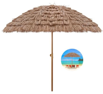 Parasol De Paille Hawaii Parasol De Jardin Imperméable Parasol De Plage Portable Inclinable Parasol De Terrasse Anti Uv 50+ Parasol Balcon Hauteur Réglable Avec Sac De Transport Pour Balcon Plage Jard
