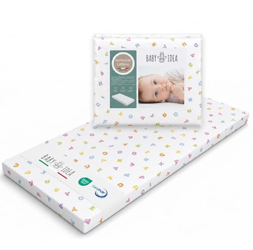 baby idea Materasso Lettino Campeggio Sfoderabile Pieghevole Traspirante a Norma EN16890:2017 Federa100% Cotone Oeko-tex® Interno Certificato Certipur™ 60x120x4 OMAGGIO Borsa da Viaggio (Carioca)