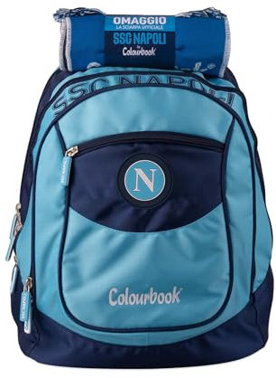 Colourbook Napoli - Zaino Scuola, Spallacci Imbottiti, 35 Litri (Azzurro)