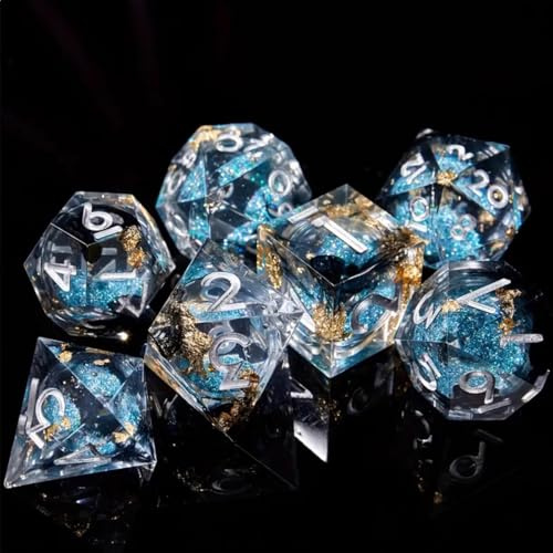 D&D-tärningsset, 7 delar, kvicksandharts, särskilda DND-speltärningar med vassa kanter, polyedriska tärningar för Dungeons and Dragons, Pathfinder, RPG, DND, MTG, med presentask