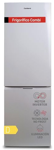 Corberó - Frigorífico Combi | CCH324EW | 293L | 60,5x60x186 | No Frost | Luz LED | Crisper | Balcones Ajustables | Estantes de Cristal | Hueveras | Cubiteras | 40dB | Blanco