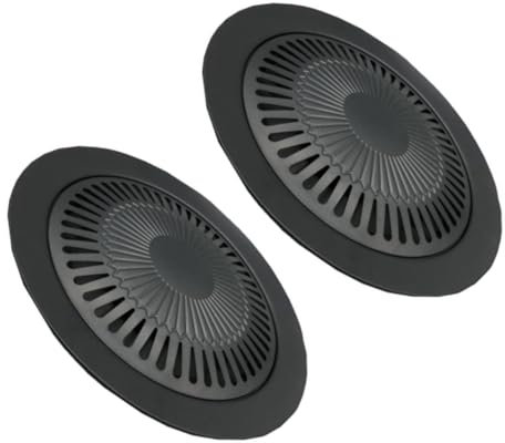 Amosfun BBQ Grill Plate 2 Pack Non-Stick Griddle for Outdoor Cooking Portable Barbecue Set Iron Bakeware
