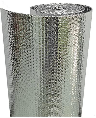 Isolante Termico Riflettente Rotolo di Pellicola Riflettente per radiatori, Pellicola Riflettente a Bolle, barriera al Vapore in Pellicola di Alluminio a Doppio Strato da 4-5 mm, Scudo Isolante termi