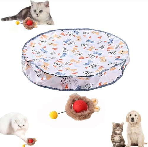 Interactive katzen spielzeug, Katzen Spielteppich, Katzenspielzeug Selbstbeschäftigung Matte Mit Ball, 2 in 1 Simuliertes Jagd Cat Toy, Katzenball Spielmatte für Stimuliert den Jagdinstinkt (Stil 2)