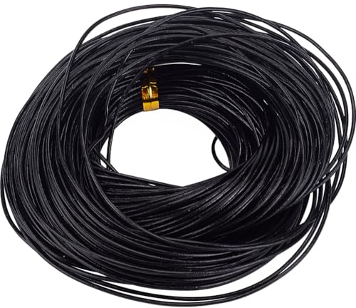 GORGECRAFT Cordoncino in vera pelle di vacchetta, 25 m, 1 mm, rotondo, corda o braccialetto, cavigliera, collana, cordino, portachiavi, creazione di gioielli, fai da te, fili intrecciati per perline