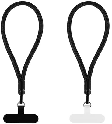 2pcs Simple Wrist Lanyard, Comfortable Cellphone Wristlet with Tether Tab for iPhone and Most Phone Case (Black, Dark Gray)