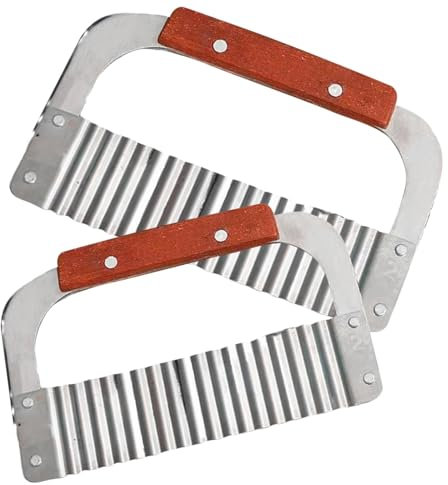 Knisterschneider für Gemüse, Knisterschneider für Kartoffeln,Wellenförmiger Frittierschneider aus Edelstahl - Französischer Küchenhobel mit Holzgriff, Schneidwerkzeug für Kartoffeln und Karotten