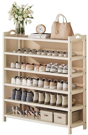 Rack à chaussures en bambou pour placard, étagère à chaussures sur pied multifonctionnelle et robuste pour ranger les chaussures dans l'entrée, à l'intérieur, à l'extérieur ou dans un petit espace