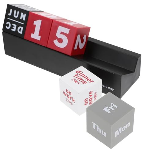 HONMEET Holzkalender Für Schreibtisch Stilvoller Abnehmbarer Blockkalender Für Immerwährende Datumsanzeige Rotierendes Design Büro Und Wohnaccessoire