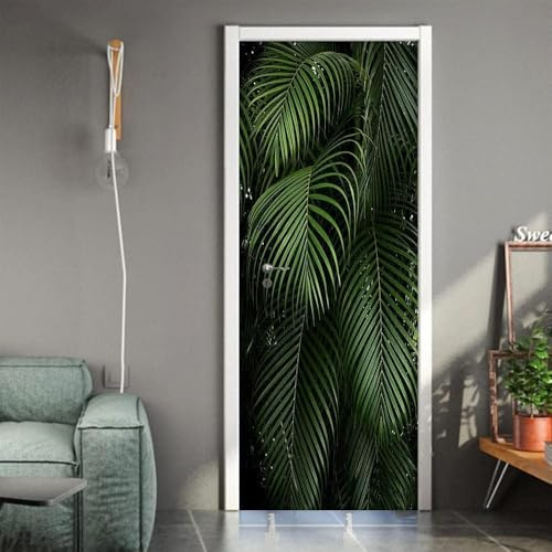 Türbekleben Blätter Türtapete, Selbstklebend TürPoster Blätter Türbilder, 3D Fototapete Türfolie Poster Tapete Türaufkleber Tür Tapeten 88 x 200 cm q5381