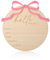 Baby Announcement Sign, Pink Bow Welcome Baby Sign, Wooden Hello World Newborn sign for Recording Birth Information